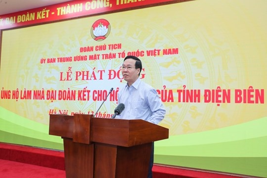 Chủ tịch nước Võ Văn Thưởng phát biểu tại Lễ phát động. (nguồn: Quang Vinh/mattran.org.vn)
